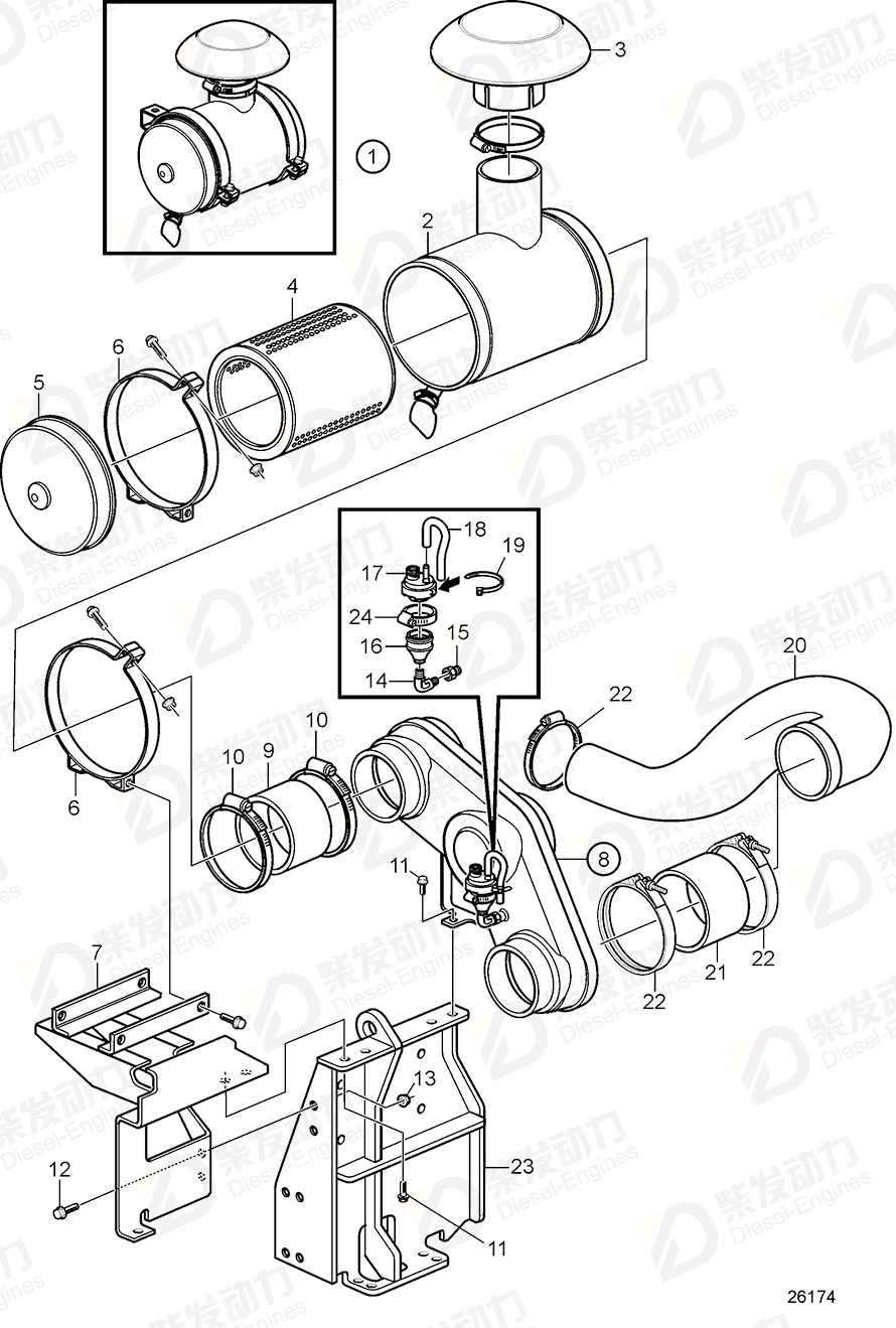 VOLVO Connecting pipe 3884346 Drawing